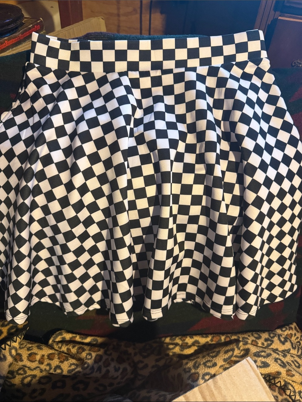 Hot Topic Black & White Checkered Skater Skirt